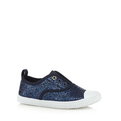 Girls' navy glitter lace free shoes